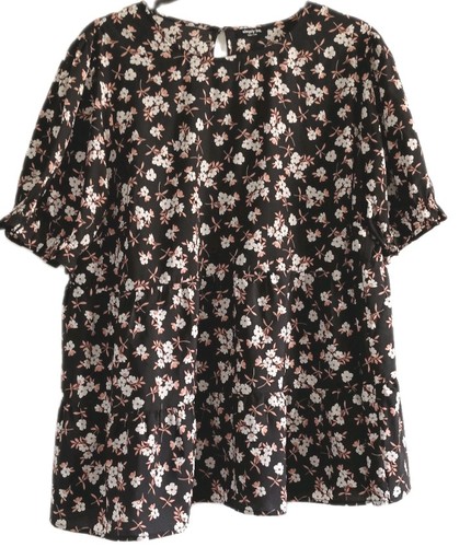 Top donna nero floreale
