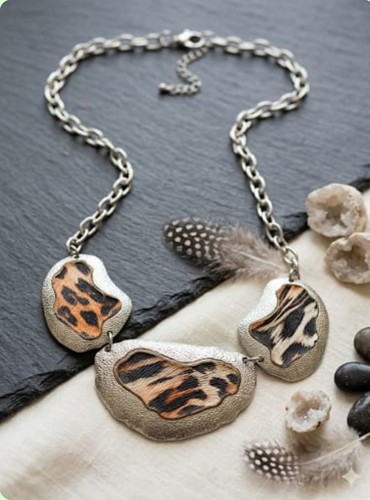 Wide silver leopard - , print