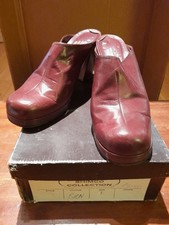 Zoccoli scarpe plateau pelle marrone collezione Shimco originali anni 70 scatola originale