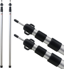 2 Pcs Adjustable Tarp Poles, Silver , Telescoping Aluminum Rods Portable Awning 