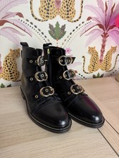 Stivali da motociclista Russell & Bromley Striker in pelle con fibbia taglia 37 UK 4 oro sangue di bue