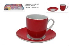 Set 6 Tazzine Caffè con Piattini in Ceramica Design Moderno Tazze