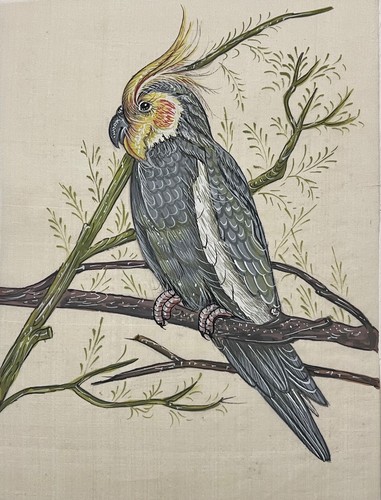 Pittura seta uccello - su,