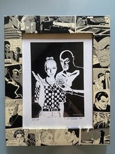 DIABOLIK  MONTORIO DISEGNO STAMPA  ORIGINALE CORNICE AUTOGRAFO ED LIMITATA