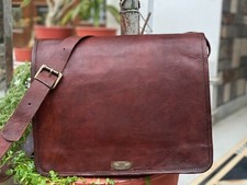 Borsa da uomo vintage con patta intera in pelle GVB messenger tracolla per la...