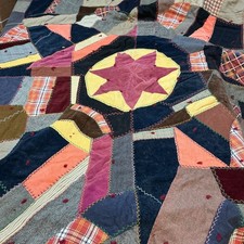 Trapunta vintage cucita a mano 70" x 71" stella patchwork TOP