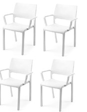 Set 4 Sedie poltrona con braccioli da Interno o Esterno bianca Made in Italy sti