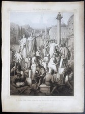 Stampa antica Re Ludwig I artisti tedeschi Roma 1850 litografia munchen arte