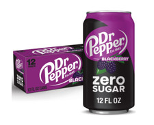 Dr Pepper Blackberry Zero Sugar Soda Pop, 12 fl oz, confezione da 12 lattine SPEDIZIONE IL GIORNO STESSO!!