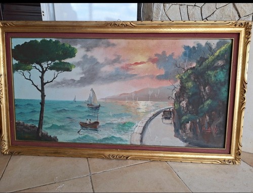 Quadro marina costiera - quadro, firmato