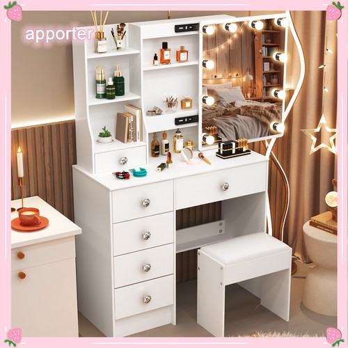 Vanity desk with led lights - desk,