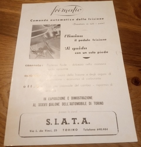 Siata auto torino comando - siata,