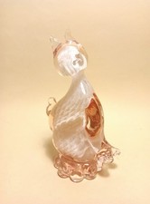 MURANO GATTO Rosa Bianco STATUINA fermacarte VETRO FUMATO Animali