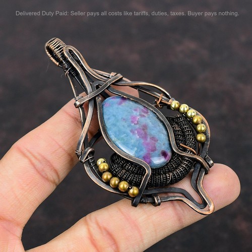 Copper oval ruby blue - oval, in