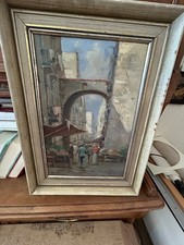 UN MERCATO NAPOLETANO BELLISSIMO OLIO SU TELA PRIMA META' 900