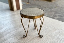 Sgabello In Ottone E Cuoio Anni ‘50-Attribuzione A Pierluigi Colli