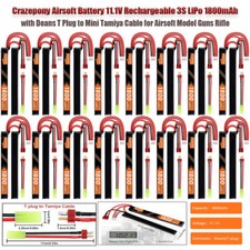 Batteria softair 1800mAh 11.1V 3S LiPo 30C Deans T spina a Mini cavo Tamiya nuova