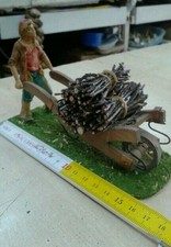 Pastore 10 cm con carriola legno miniature presepe crib shereped 