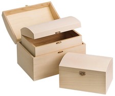 Cassapanca in legno VBS, set di 3 circa 26x19x16cm, 22,5x16x12cm, 20x12,5x8cm