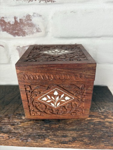 Scatola legno floreale - legno,