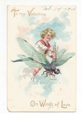 C1 - Cp Cartolina To My Valentine Bambino su Libellula Love - Fp Vg 1908