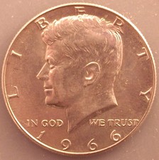 Mezzo dollaro kennedy 1966 - dollaro, 40%