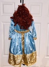 Abito vestito DISNEY STORE bambina BRAVE-PRINCESS Merida COSTUME tg 4 con parrucca abbinata