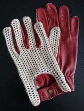 Guanti da guida uomo pelle di capra abito da autista classico vintage cotone TAN