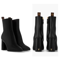 Stivaletti Louis Vuitton Donna neri in pelle di vitello monogramma borchie misura 39,5