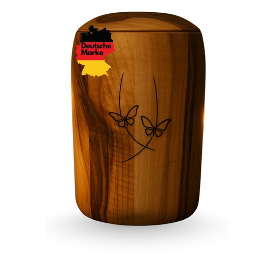 Urna legno noce - noce, farfalla