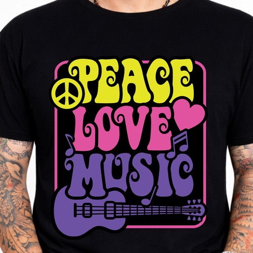 Shirt peace love music - t-shirt,