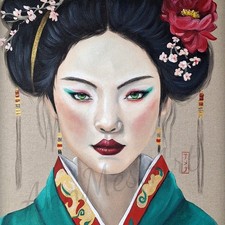 Geisha quadro dipinto a mano