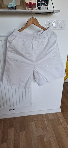 Bermuda long blanc broderie - long, à