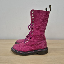 Stivali rari Dr Martens 1914 rosa leopardato mimetico pelle morbida metà polpaccio Regno Unito 4 #2