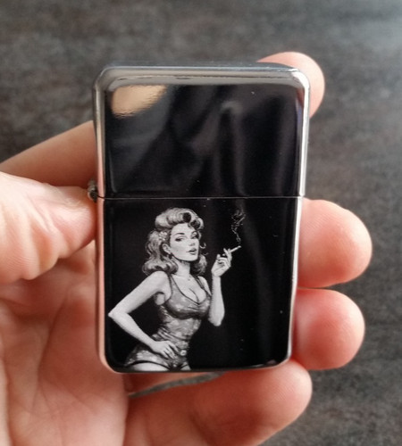 Smoking woman pinup engraved - pinup,