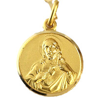 CIONDOLO in oro giallo 18kt, 750, UNOAERRE medaglia SACRO CUORE