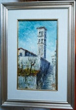 GUADAGNOLI ENNIO – Duomo di Rieti, Campanile (Olio su masonite, 35 x 20)