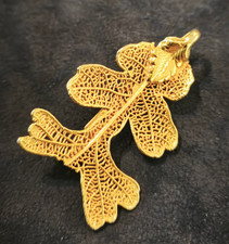 spilla vintage americana anni 60 dorata a foglia in filigrana - vtg  brooch