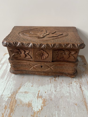Vintage wooden carved floral - vintage,