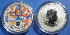 AUSTRALIA 2024 DRAGO DRAGON COLORAT LUNAR III 1/2 oncia argento 999/1000 silver