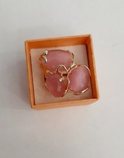 Anello in ottone dorato Occhi di gatto  regolabile rosa