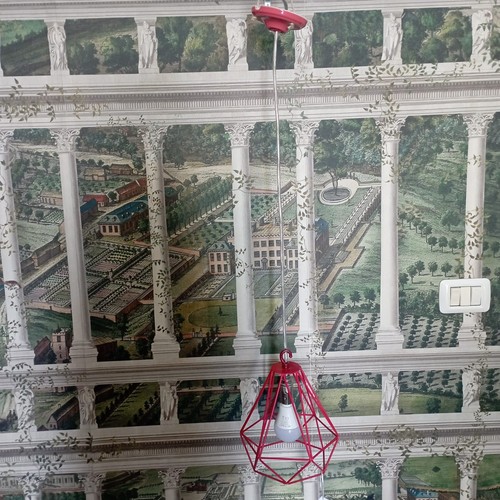 Lampadario metallo rosso - lampadario, in