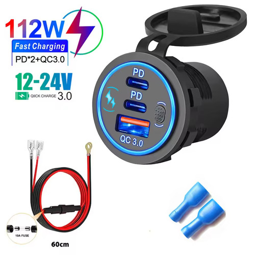 Presa auto 12v pd - 3.0, usb