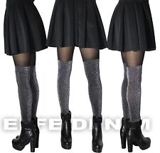 Calze Donna Sexy lingerie Collant lurex effetto parigine Nuovo N-190