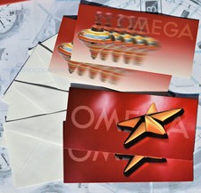 Set di 5 Rari Biglietti Auguri Omega Pieghevoli d'Epoca Nuovi e Belli con Busta