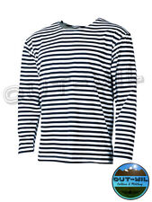 T-shirt (replica Marina Militare Russa) manica lunga bianca con righe blu