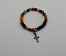 BRACCIALE ELASTICO CROCE GIADA CITRINO AGATA IDEA REGALO 