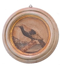 Piatto vintage in legno dipinto a mano intagliato a mano da appendere decorativo