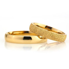 Set Di Fedi Nuziali Da 4 Mm Coppia Placcata in Oro 14 Carati Set Di Fedi Nuziali