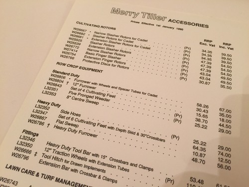 Accessori merry tiller - tiller, listino